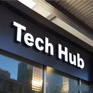 Custom Front Light Sign LED Backlit Halo 3D Illuminated Stainless Steel Frontlit Channel Acrylic Light Up Letters Outdoor Store