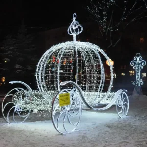 Custom Giant 3D Santa Sleigh LED Motif Light Outdoor Commercial Christmas Mall Photo Spot IP65