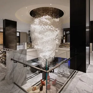 Custom Glass Ball Art Chandelier Pendant Light Large Staircase Hotel Pendant Lights Villa Luxury Modern Chandelier