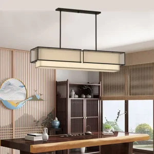 Custom Gold Hotel Rectangular Mesh Pendant Light Stainless Steel Fabric Shade Modern Chandelier Restaurant Office Home Led