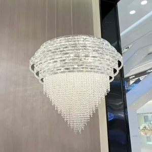 Custom Gold Restaurant Living Room Decoration Pendant Light Hotel Wedding Crystal Chandelier