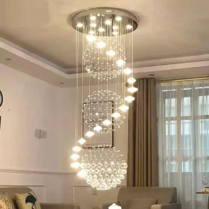 Custom Hotel Chandeliers Ceiling Lights Modern LED Ceiling Large Long Staircase Gold Luxury Crystal Chandelier Pendant Light