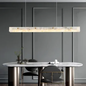 Custom Hotel Interior Decoration Modern Suspended Dining Chandelier Nordic Luxury Marble Linear Pendant Light