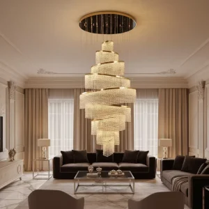 Custom Hotel Large Long Chandeliers Ceiling Luxury Hanging Pendant Lights Lighting Led Staircase Modern Crystal Chandelier