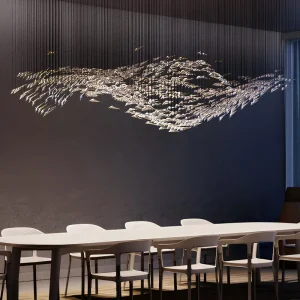 Custom Hotel Lobby Villa Indoor Pendant Lighting Decor Luxury Restaurant Modern Crystal Chandelier Steel Ceiling Hanging Lamp