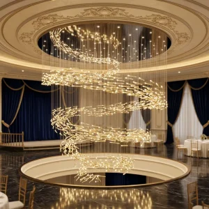 Custom Hotel Lobby Villa Large Chandelier Light Stainless Steel Glass Banquet Hall Meeting Room Hotel Crystal Chandeliers