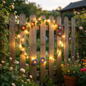 Custom Iron Flower String Light IP65 Water-Resistant Outdoor LED Solar Garden Light for Home Courtyard Walkway