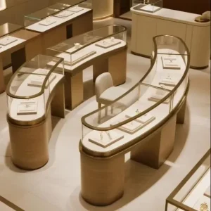 Custom Jewelry Store Furniture Modern Boutique Jewelry Glass Island Cabinet with LED