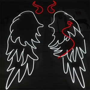 Custom LED Advertising Bar Wedding Party Decoration LED Sign Angle Wings LED Neon Sign