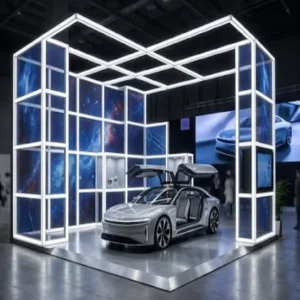 Custom LED Aluminum Profile Extrusion Frame System for SEMA Show Premium Backlit SEG Fabric Exhibit Booth