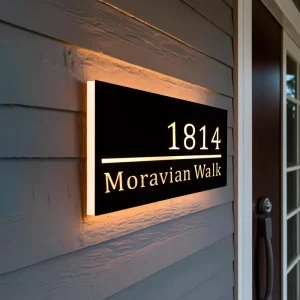 Custom LED Illuminated Hollow Stainless Steel Address House Number Door Sign Office Buildings Advertising Decoration Water