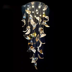 Custom Large Adjustable Height Hotel Chandelier Designer Villa Crystal Lighting Project for Staircase Decorative Hanging Pendant