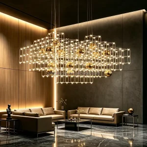 Custom Large Chandelier Luxury LED Hanging Light for Hotel Lobby Villa Banquet Hall High Ceiling Pendant Lamp Decor Lighting