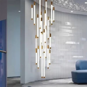 Custom Large Hotel Foyer Decorative Staircase Chandeliers Luxury Modern Hanging Lights Lighting LED Seeling Light Chandeliers