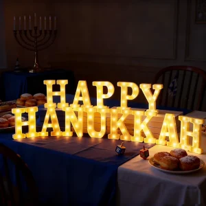 Custom Large LED Letter Sign Lights Battery Powered Illuminated Letters for Happy Hanukkah Festival Party Gift Tabletop Decor