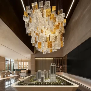 Custom Large Project Unique Design Hanging Restaurant Dinning Chandelier Light Pendant for Hotel Lobby
