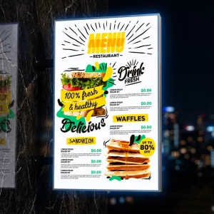 Custom Led Decorative Menu Light Box Sign Waterproof Eco Friendly Hanging Outdoor Advertising Display Storefront Restaurant Mall