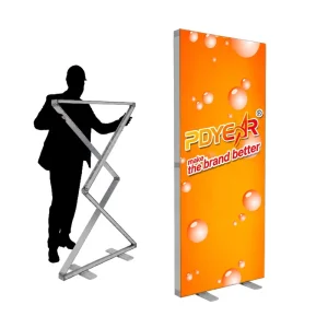Custom Logo Folding SEG LED Light Box Aluminum Frame Double Sided Illuminated Banner Stand Retractable Light Box