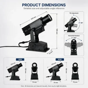 Custom Logo Gobo Projector 30 60W IP65 Waterproof Outdoor Projection Lamp HD Signage Light for Store Shop Events