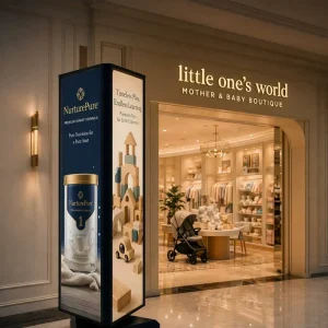 Custom Logo Printed Floor Standing 3 Sided Rotating Lightbox Weatherproof Advertising Display for Outdoor Sidewalk