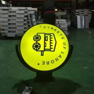 Custom Logo Round Lightbox Signage Outdoor Business Shop Sign Circular LED Light Box