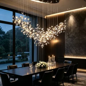 Custom Long Modern Luxury LED Crystal Chandeliers LED Pendant Chandelier for Dining Room