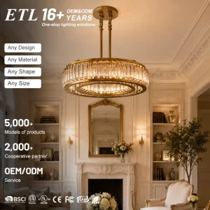 Custom Luxury Brass Crystal LED Chandelier Pendant Light for Villa Living Room Hotel Lobby Restaurant