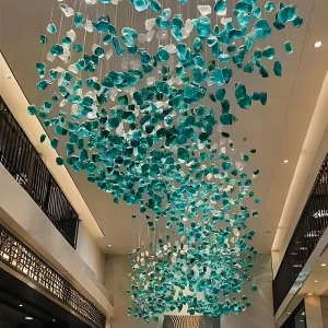 Custom Luxury Crystal Chandelier Modern Glass Stone LED Pendant Light Hotel Lobby Villa Home Decoration Indoor Lighting Fixture