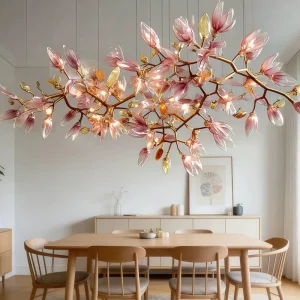 Custom Luxury Glass Tube Chandelier Vintage Layered Metal Pendant Light Adjustable Height Modern Hanging Lamp