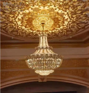 Custom Luxury Gold Crystal Chandelier Adjustable Height European Palace Style Large LED Stainless Steel Ceiling Light 3 Year