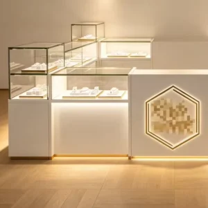 Custom Luxury Perfume Display Cabinets with LED Lighting for Boutique Fragrance Shops Interior Design