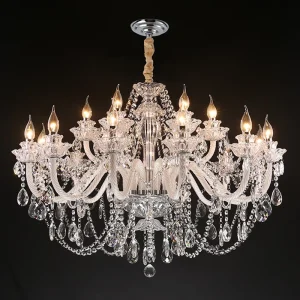Custom Luxury Wedding Banquet Hall Hanging Pendant Lights LED Modern Crystal Chandeliers Dimmable Middle Size for Home Decor
