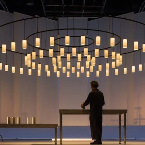 Custom Metal & Acrylic Multi-Ring Cylinder LED Pendant Light Minimalist Large Circular LED Chandelier