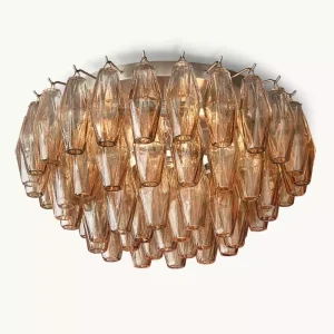 Custom Modern American Luxury Clear Glass Flush Mount Ceiling Lamp for Palace Church Temple Round Ceiling Light