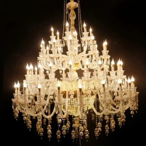 Custom Modern Crystal Chandelier Easy Mounted Glass Iron Pendant Lights for Hotel Lobby Villa Living Banquet Hall