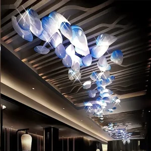 Custom Modern Decorative Glass Pendant Chandelier for Hotel Lobby Luxury Ceiling Handmade Glass Blade Chandelier