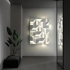 Custom Modern Iron LED Wall Lamp with Remote Control for Hotel & Home Decor Living Room Corridor Bedroom