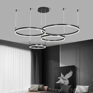 Custom Modern Living Room Black Round Ceiling Chandelier LED Circle Ring Pendant Light