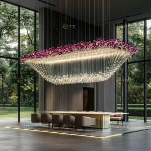 Custom Modern Luxury Decorative Glass Pendant Light Hotel Restaurant Decoration Large Art Blown Glass Chandelier