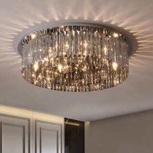 Custom Modern Luxury LED K9 Crystal Ceiling Light Surface Mounted for Hotel Lobby Villa Projects IP33 Rated