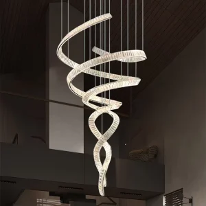 Custom Modern Pendant Lights for Hotel Lobby Project Luxury Crystal Staircase Chandelier with Adjustable Height