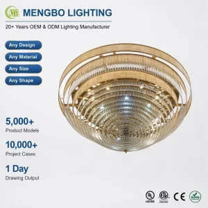 Custom Multi-Tier Round Crystal Chandelier Large Gold Frame Dimmable LED Ceiling Light for Hotel Lobby Ballroom Decor
