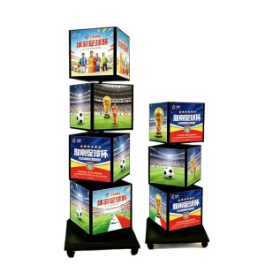 Custom Multi level Rotating LED Light Box Outdoor Waterproof Freestanding Display Sign for Restaurants Market