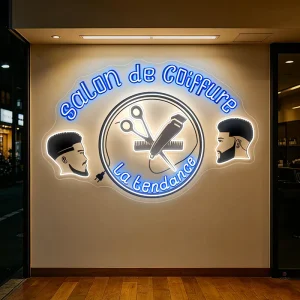 Custom Neon Sign Illuminated Logo Light Brand Sign LED Company Signage Display Stand Decor Solutions for Hotel Barbershop Studio