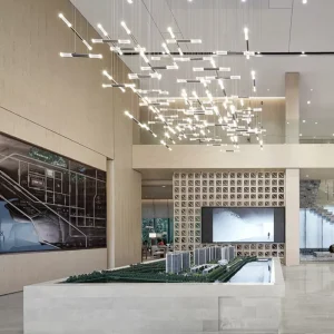 Custom Nordic Style Modern Commercial LED Chandelier Light Adjustable Height for Restaurant Ceiling Lamp in Banquet Hall Club