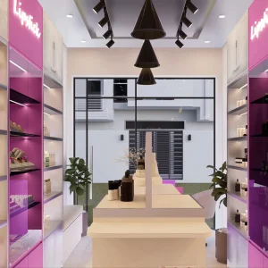 Custom Pink Cosmetic Store Furniture Skincare Display Cabinet Beauty Retail Shop Design