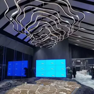 Custom Project Unique Design Multiple Shapes Led Sales Mall Lobby Hotel Hanging Restaurant Dinning Chandelier Light
