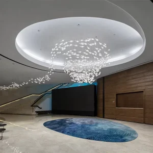 Custom Rectangle Design Decoration Chandelier Art Hotel Lobby Glass Creative Pendant Lights