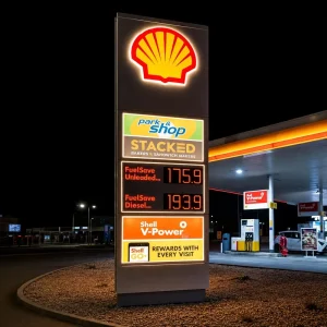 Custom Rectangle Pylon Signage Business Outdoor Shopping Mall Parking Wayfinding Advertising Light Boxes Gas Station