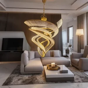 Custom Ribbon Chandeliers for Hotel Lobbies Unique Rotating Lighting for Banquet Halls Corporate Atriums & Luxury Villas